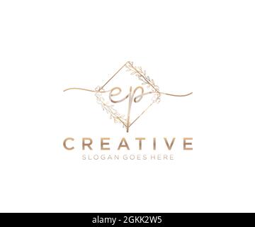 EP Feminine logo beauty monogram and elegant logo design, handwriting ...