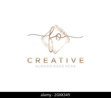 FO Feminine logo beauty monogram and elegant logo design, handwriting logo of initial signature, wedding, fashion, floral and botanical with creative Stock Vector