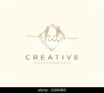 HD Feminine logo beauty monogram and elegant logo design, handwriting logo of initial signature, wedding, fashion, floral and botanical with creative Stock Vector