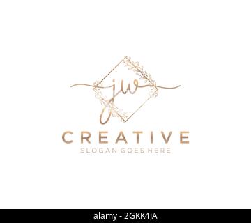 JW Feminine logo beauty monogram and elegant logo design, handwriting logo of initial signature, wedding, fashion, floral and botanical with creative Stock Vector