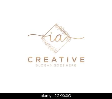 IA Feminine logo beauty monogram and elegant logo design, handwriting logo of initial signature, wedding, fashion, floral and botanical with creative Stock Vector