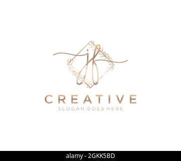 JF Feminine logo beauty monogram and elegant logo design, handwriting logo of initial signature, wedding, fashion, floral and botanical with creative Stock Vector