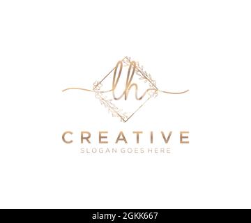LH Feminine logo beauty monogram and elegant logo design, handwriting logo of initial signature, wedding, fashion, floral and botanical with creative Stock Vector