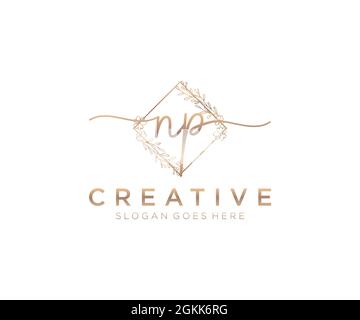 NP Feminine logo beauty monogram and elegant logo design, handwriting ...