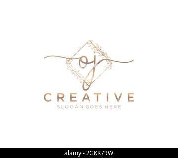 OJ Feminine logo beauty monogram and elegant logo design, handwriting logo of initial signature, wedding, fashion, floral and botanical with creative Stock Vector