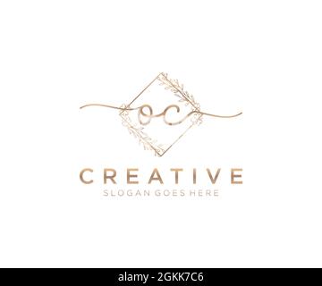 OC Feminine logo beauty monogram and elegant logo design, handwriting logo of initial signature, wedding, fashion, floral and botanical with creative Stock Vector