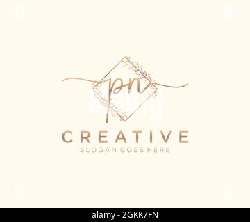 PN Feminine logo beauty monogram and elegant logo design, handwriting logo of initial signature, wedding, fashion, floral and botanical with creative Stock Vector