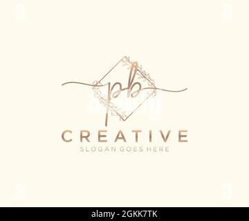 PB Feminine logo beauty monogram and elegant logo design, handwriting logo of initial signature, wedding, fashion, floral and botanical with creative Stock Vector