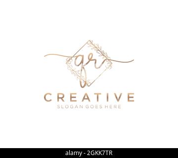 QR Feminine logo beauty monogram and elegant logo design, handwriting logo of initial signature, wedding, fashion, floral and botanical with creative Stock Vector