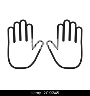 Opened palms of the hands. Outline icon Stock Vector