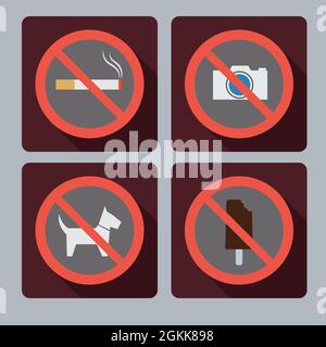 Set of prohibition signs. Stock Vector