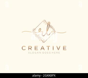 RL Feminine logo beauty monogram and elegant logo design, handwriting logo of initial signature, wedding, fashion, floral and botanical with creative Stock Vector