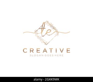 TE Feminine logo beauty monogram and elegant logo design, handwriting logo of initial signature, wedding, fashion, floral and botanical with creative Stock Vector