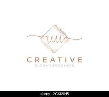 UU Feminine logo beauty monogram and elegant logo design, handwriting logo of initial signature, wedding, fashion, floral and botanical with creative Stock Vector
