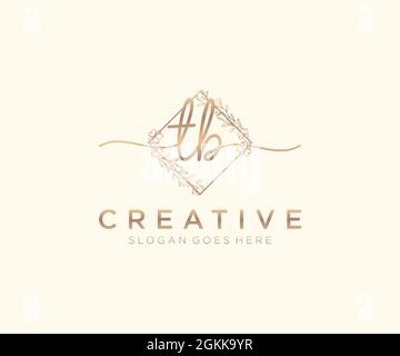 TB Feminine logo beauty monogram and elegant logo design, handwriting logo of initial signature, wedding, fashion, floral and botanical with creative Stock Vector