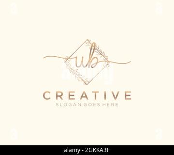 UB Feminine logo beauty monogram and elegant logo design, handwriting logo of initial signature, wedding, fashion, floral and botanical with creative Stock Vector