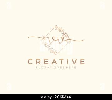 VV Feminine logo beauty monogram and elegant logo design, handwriting logo of initial signature, wedding, fashion, floral and botanical with creative Stock Vector
