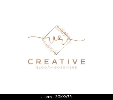 VR Feminine logo beauty monogram and elegant logo design, handwriting logo of initial signature, wedding, fashion, floral and botanical with creative Stock Vector