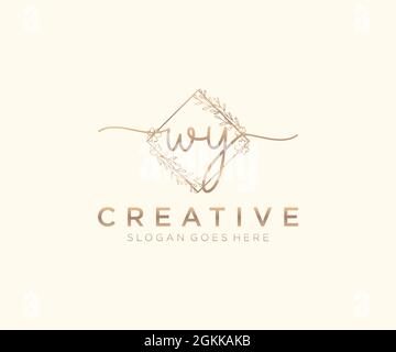 WY Feminine logo beauty monogram and elegant logo design, handwriting logo of initial signature, wedding, fashion, floral and botanical with creative Stock Vector
