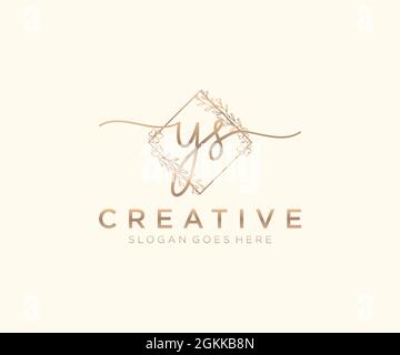 YS Feminine logo beauty monogram and elegant logo design, handwriting logo of initial signature, wedding, fashion, floral and botanical with creative Stock Vector