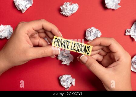 Private Lesson Sign Sign displaying Private Lessons. Business overview teaching which is ...