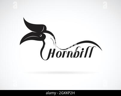 Vector of hornbill is text on white background., Wild Animals. Birds., Easy editable layered vector illustration. Stock Vector