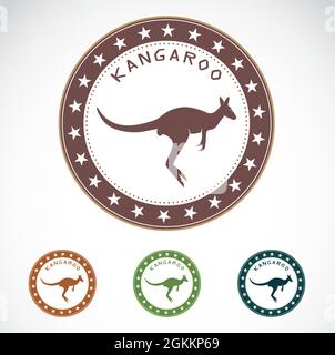 Set of vector kangaroo label on white background. Easy editable layered vector illustration. Wild Animals. Farm Animal. Stock Vector