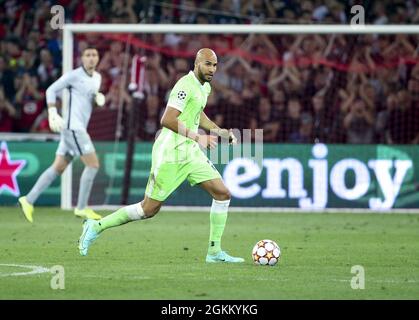 Lille, France, September 14, 2021,  John Brooks of Wolfsburg during the UEFA Champions League, Group Stage, Group G football match between Lille OSC (LOSC) and VfL Wolfsburg on September 14, 2021 at Stade Pierre Mauroy in Villeneuve-d?Ascq near Lille, France - Photo: Jean Catuffe/DPPI/LiveMedia Stock Photo