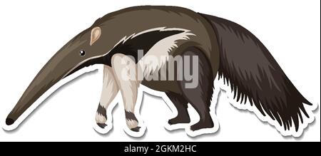 A sticker template of anteater cartoon character illustration Stock Vector