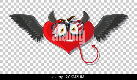 Heart shape devil with facial expression illustration Stock Vector