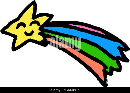 This is a illustration of Cute shooting star scribble drawn by a child Stock Vector