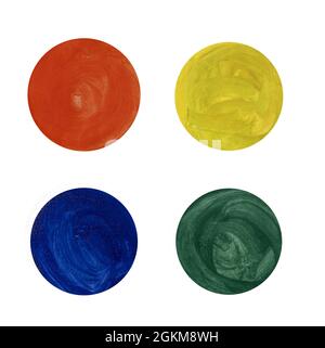 4 Beautiful bright watercolor circle design elements. Stock Photo