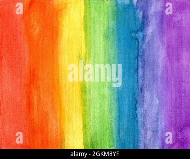 Abstract colorful striped rainbow watercolor background closeup Stock Photo