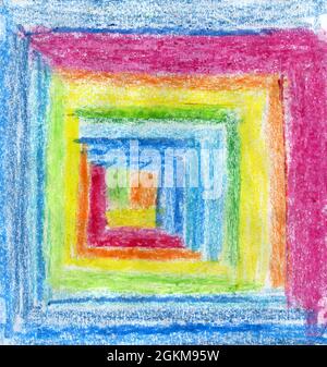 Abstract colorful crayon pencils background on paper. Closeup Stock Photo