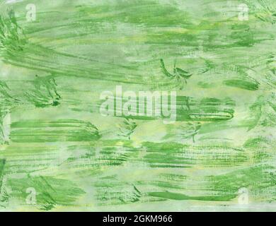 Abstract green painted background. Hand drawn green strokes. Ecology backdrop. Stock Photo