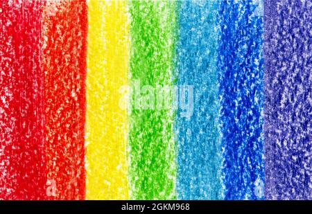 Seven crayon pencil colored paint strokes background Stock Photo