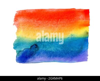 Seven rainbow colored watercolor paint strokes isolated on white background Stock Photo