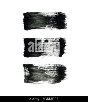 High resolution abstract black watercolor painted strokes isolated on white background Stock Photo