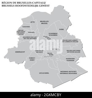 administrative vector map of the Belgian capital Brussels Stock Vector