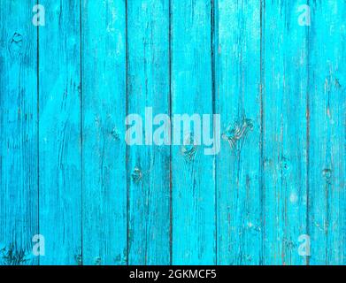 Blue painted natural wood background texture. Closeup Stock Photo