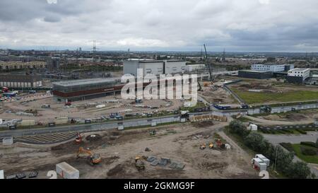 Barkingside Power Station and Barking Riverside railway Station aerial ...