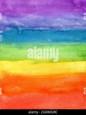 Abstract colorful striped rainbow watercolor background closeup Stock Photo