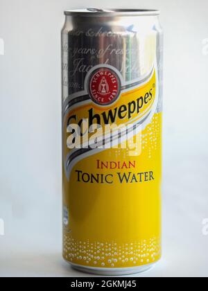 In this photo illustration can of Schweppes Indian Tonic Stock Photo