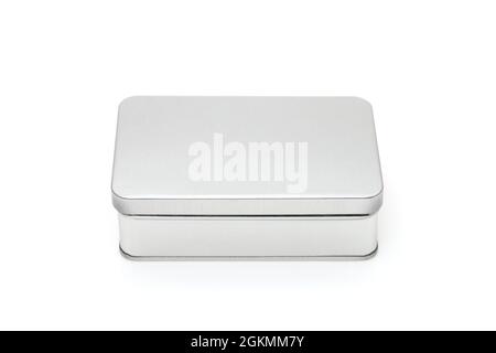 Closed metal box isolated on white background Stock Photo