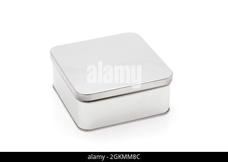 Closed metal box isolated on white background Stock Photo