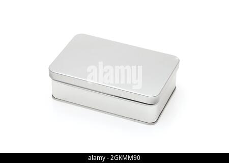 Closed metal box isolated on white background Stock Photo