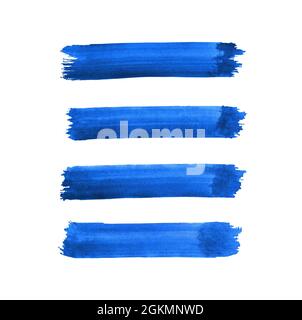 Watercolor blue brush strokes background design isolated on white Stock Photo