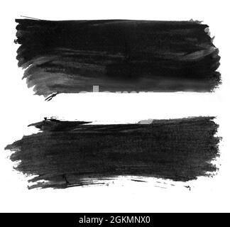High resolution abstract black watercolor strokes isolated Stock Photo