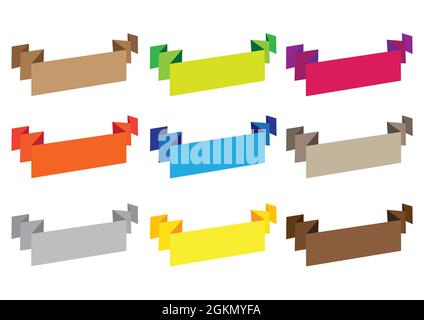 Vector illustration of blank banners in different colors with copy space isolated on white background Stock Vector