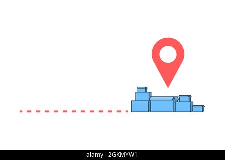 We have moved. New location with a designation point Stock Vector